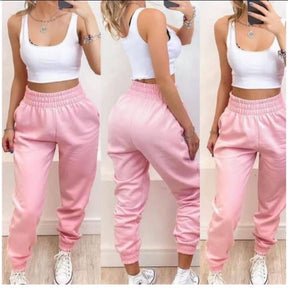 Calça Moletom Feminina Jogger Cós Alto