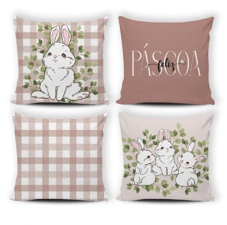 Kit - 4 Capas de Almofadas de Páscoa Decorativas